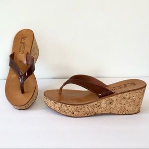 K. Jacques Diorite Cork Wedge Thong Sandals